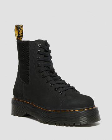 Black Men's Dr Martens Jadon Nubuck Leather Platform Boots | CA 555RVD